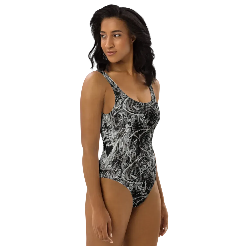 Silver Shatter on One-Piece Swimsuit — Right