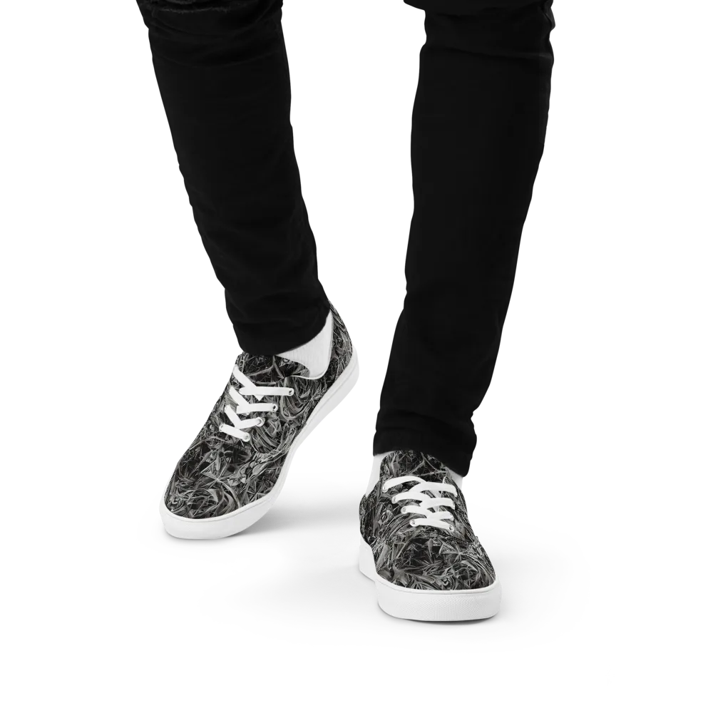 Silver Shatter on Men's Lace-Up Canvas Shoes — Front