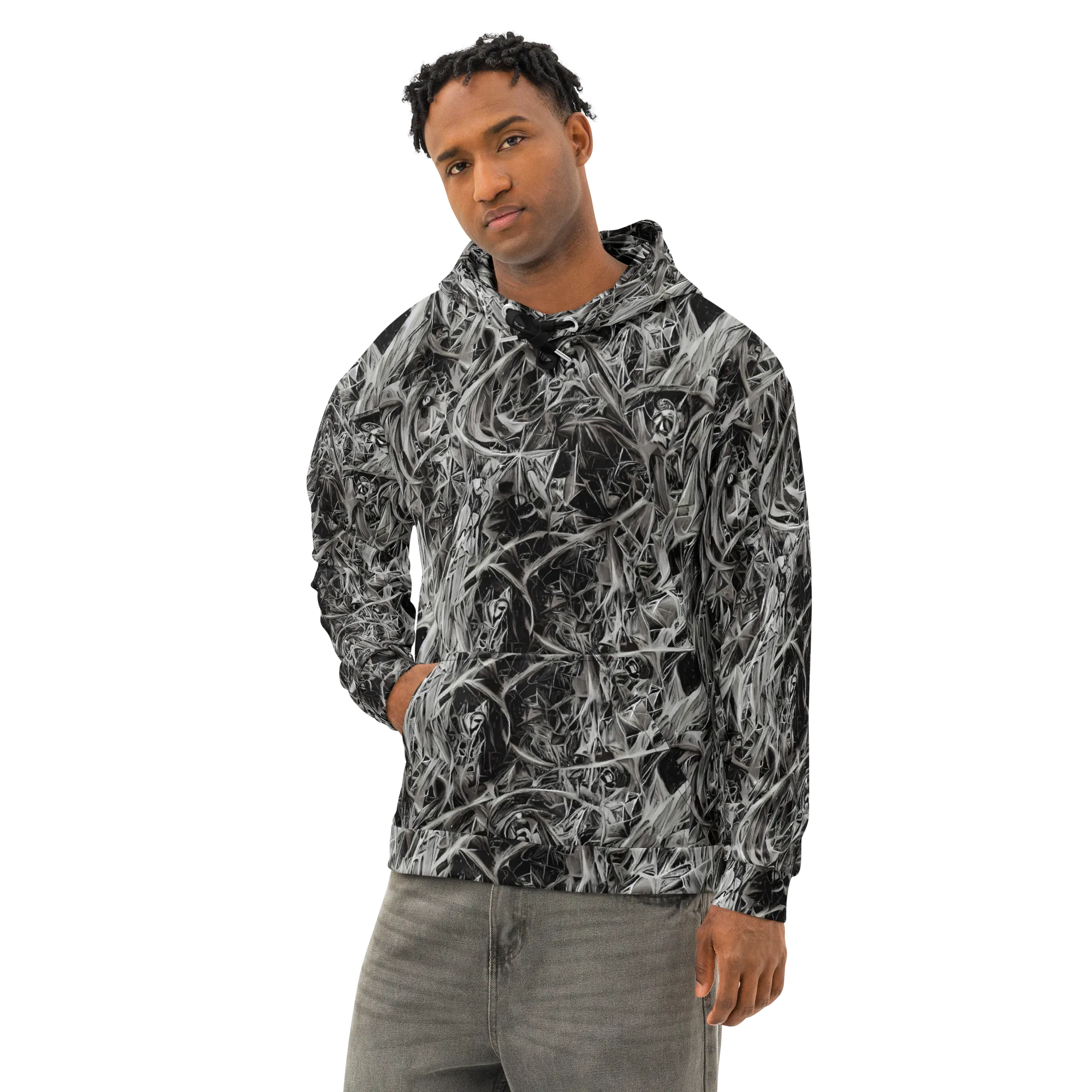 Silver Shatter on Cotton Hoodie — Left Front