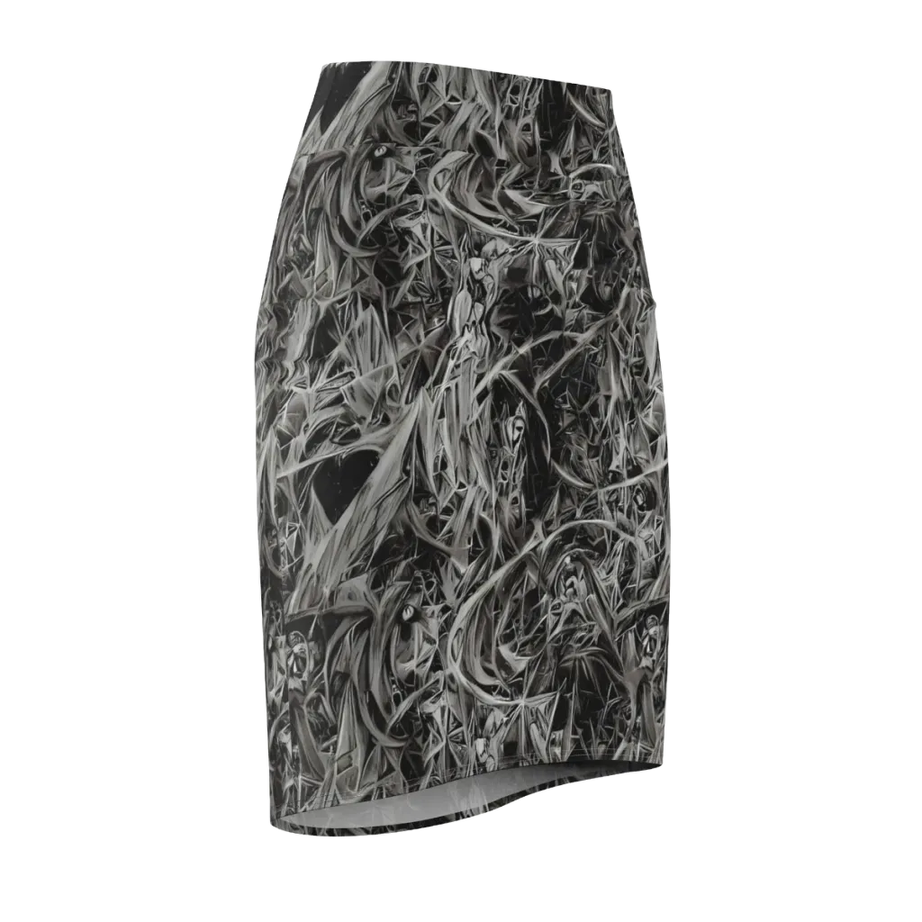 Silver Shatter on Pencil Skirt — Front Side