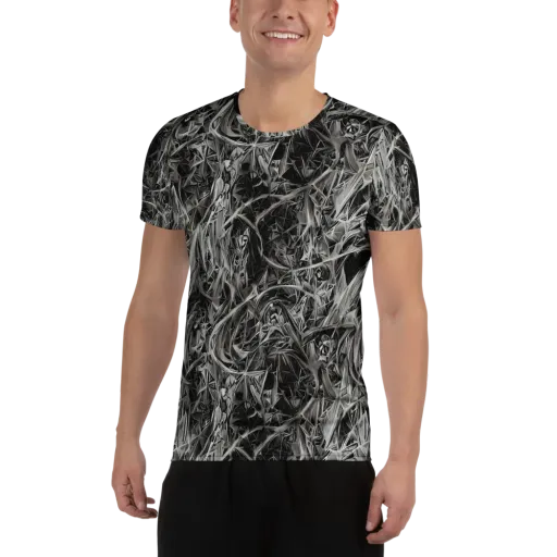 Silver Shatter on a Men's Athletic T-Shirt