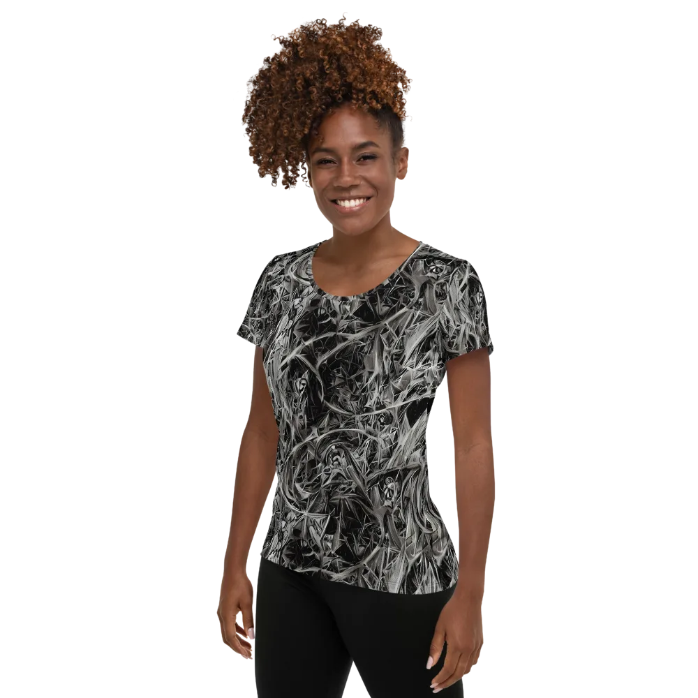 Silver Shatter on Women's Athletic T-Shirt — Left