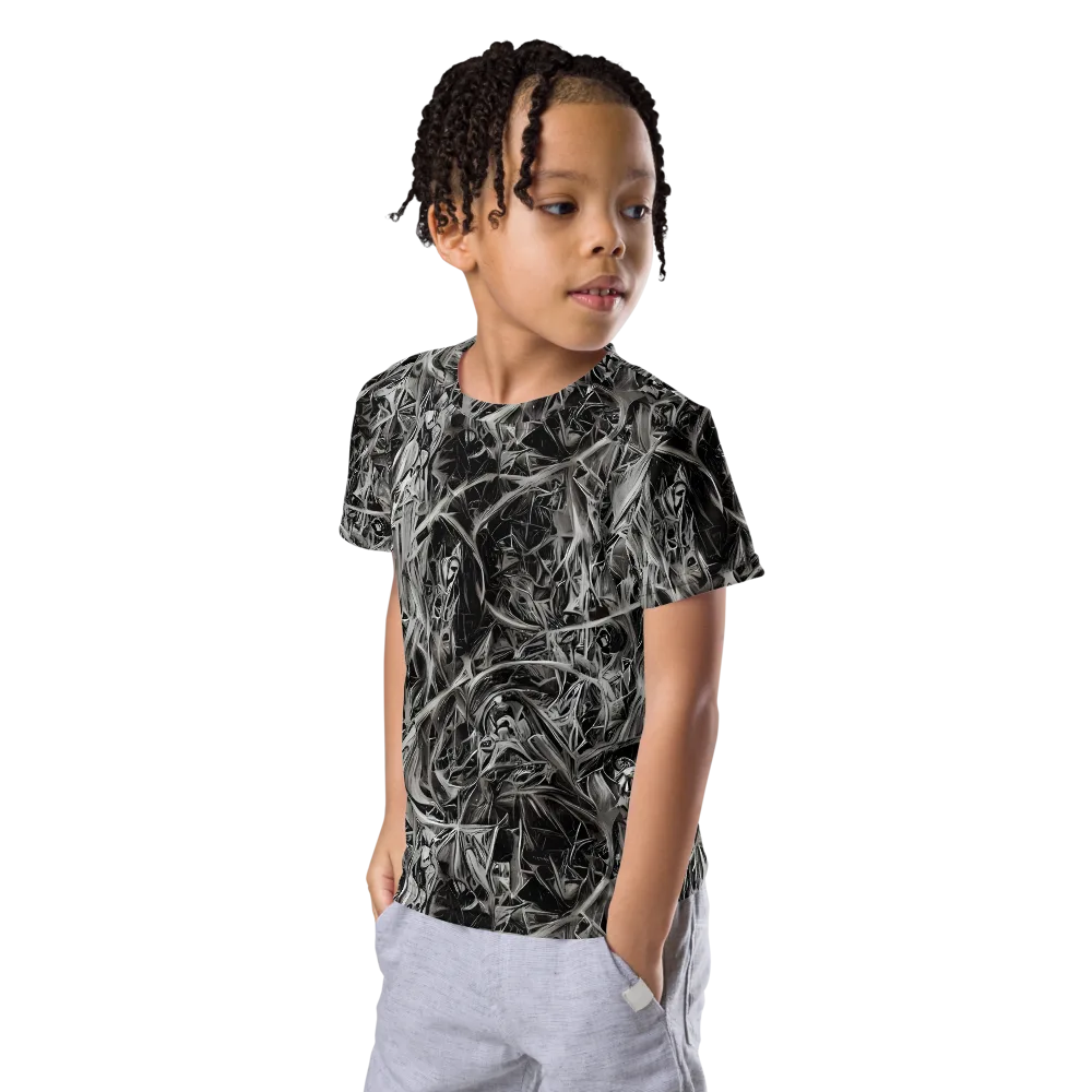 Silver Shatter on Kids Crew Neck T-Shirt — Left Front