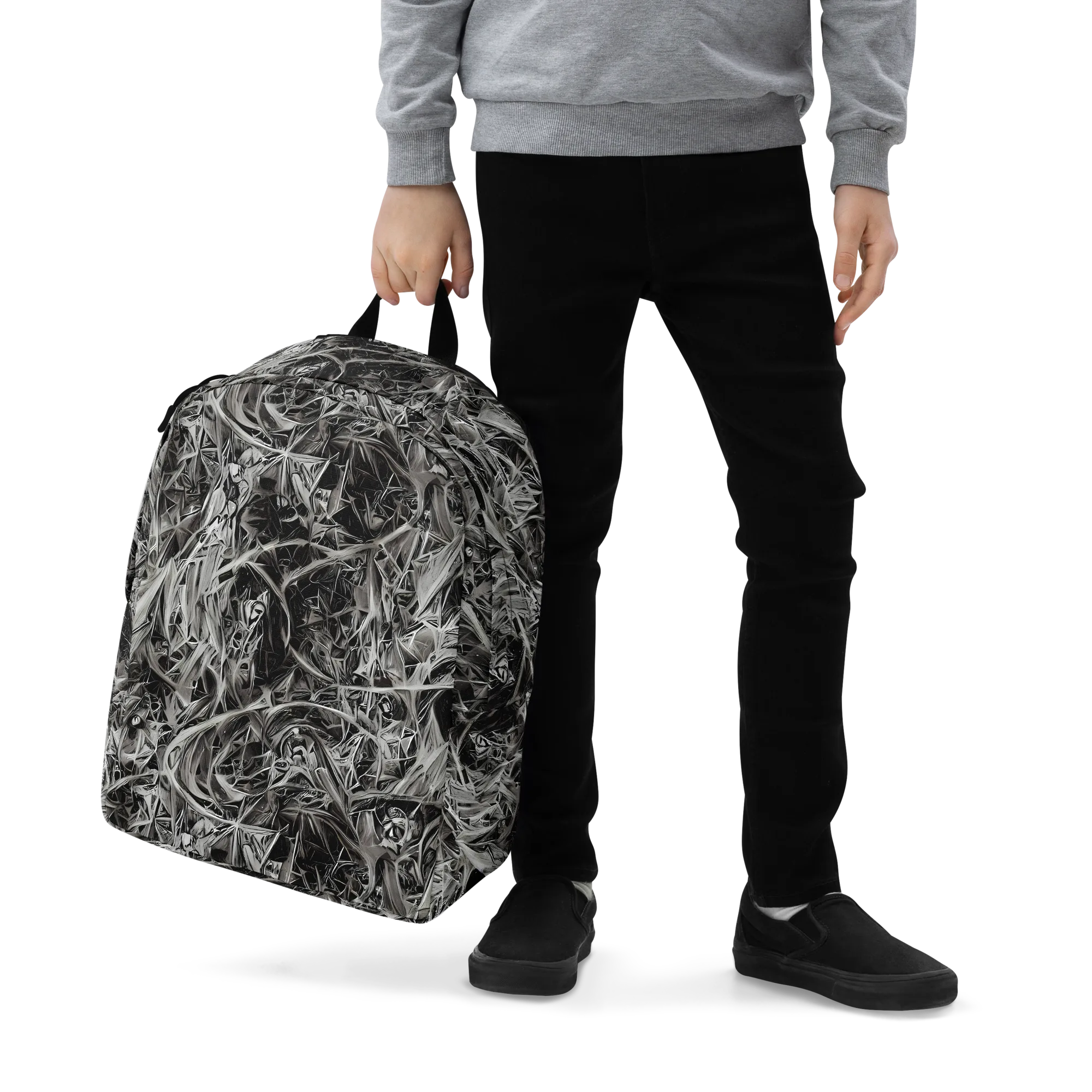 Silver Shatter on Minimalist Backpack — Zoomed-in