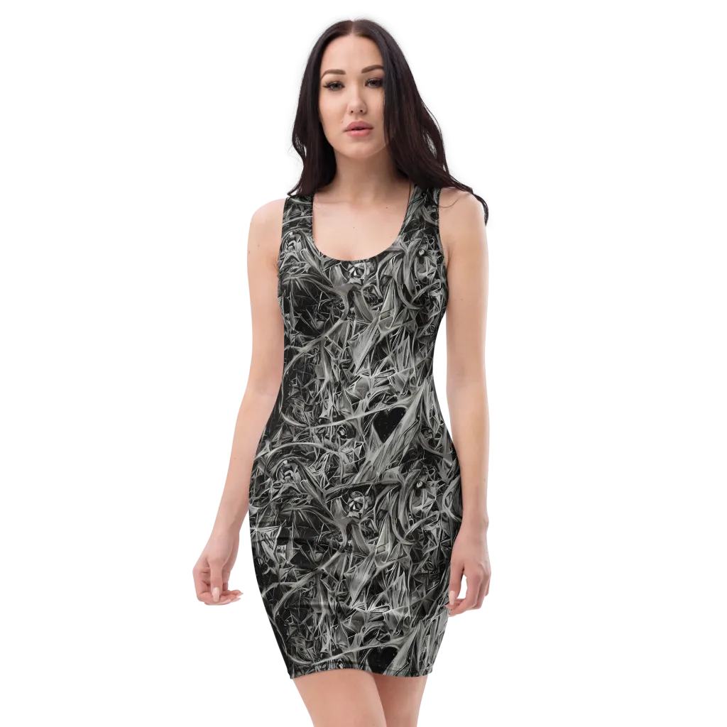 Silver Shatter on Bodycon Dress — Front