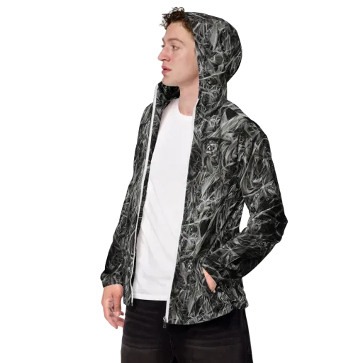 Silver Shatter on a Men's Windbreaker