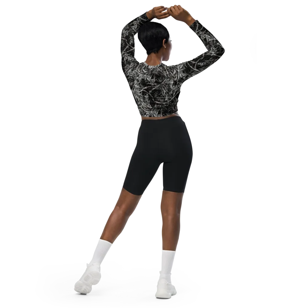Silver Shatter on Long Sleeve Crop Top — Back