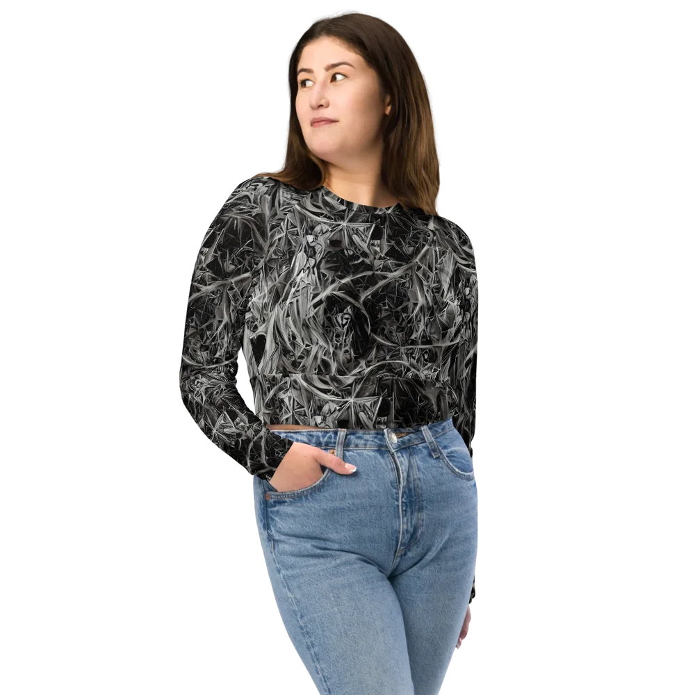 Silver Shatter on Long Sleeve Crop Top — Front