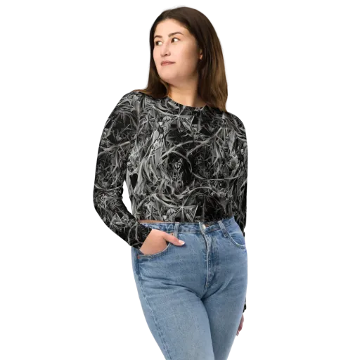Silver Shatter on a Long Sleeve Crop Top