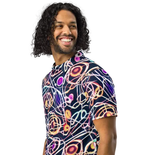 Galactic Entanglement on a Men's Slim Fit Polo Shirt