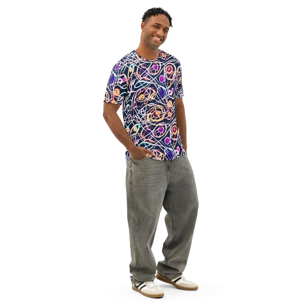 Galactic Entanglement on Men's Cotton Crew Neck T-Shirt — Right Front