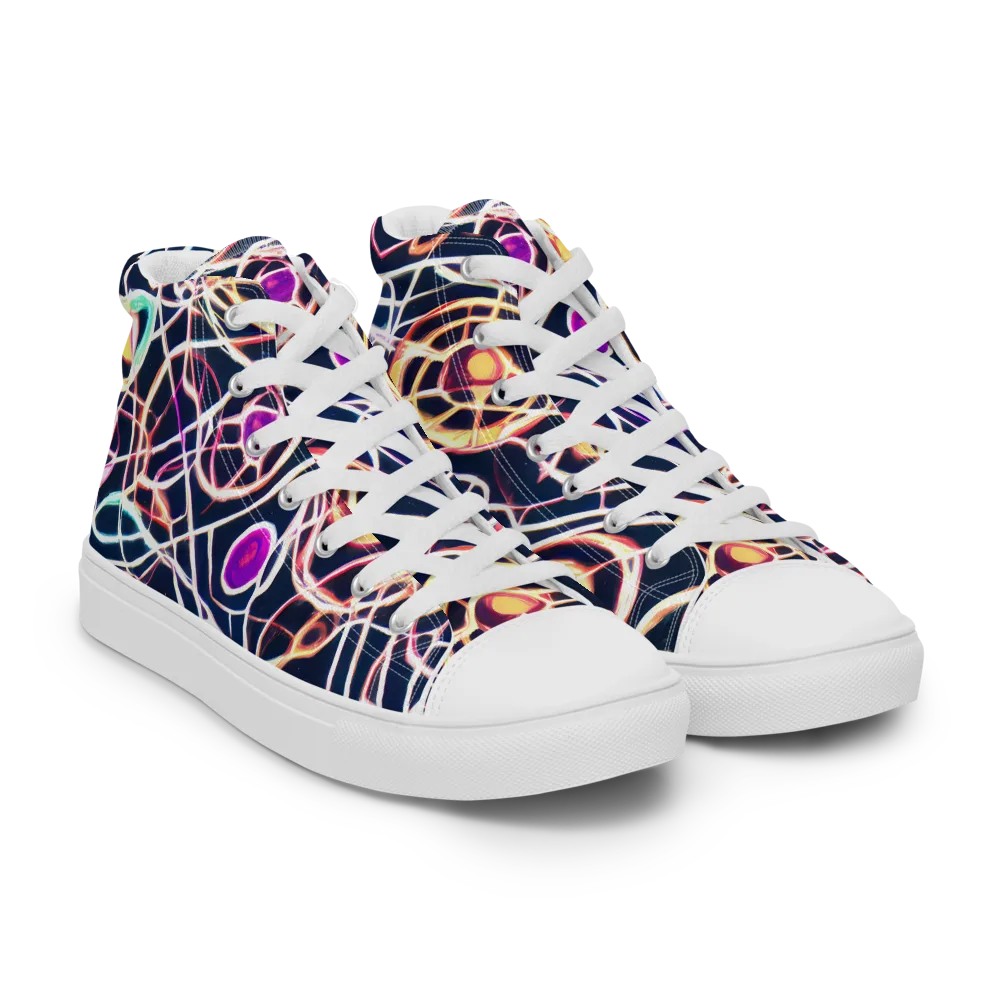 Galactic Entanglement on Men's High Top Canvas Shoes — Right Front