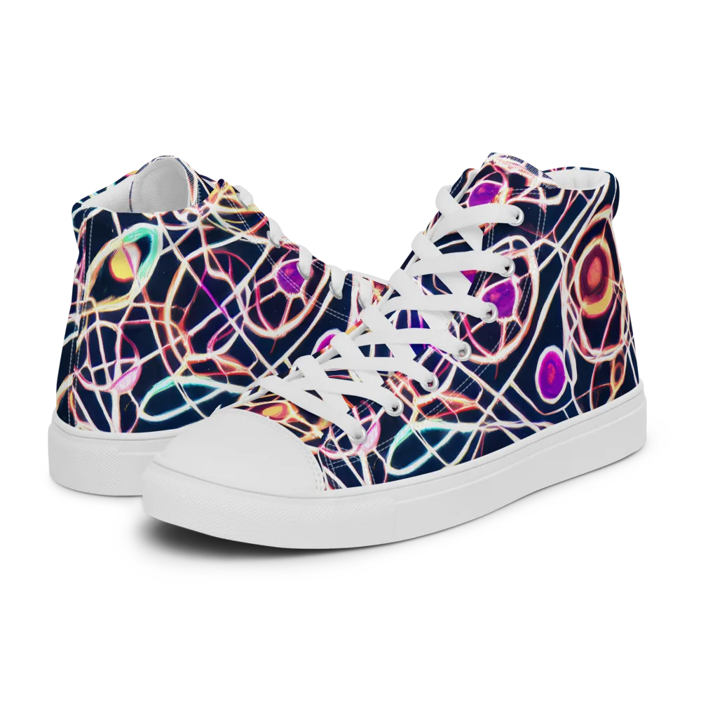 Galactic Entanglement on Men's High Top Canvas Shoes — Left