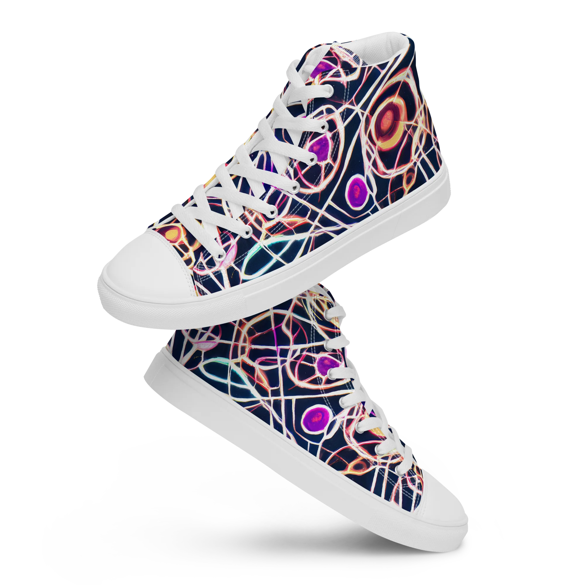 Galactic Entanglement on Women's High Top Canvas Shoes — Front
