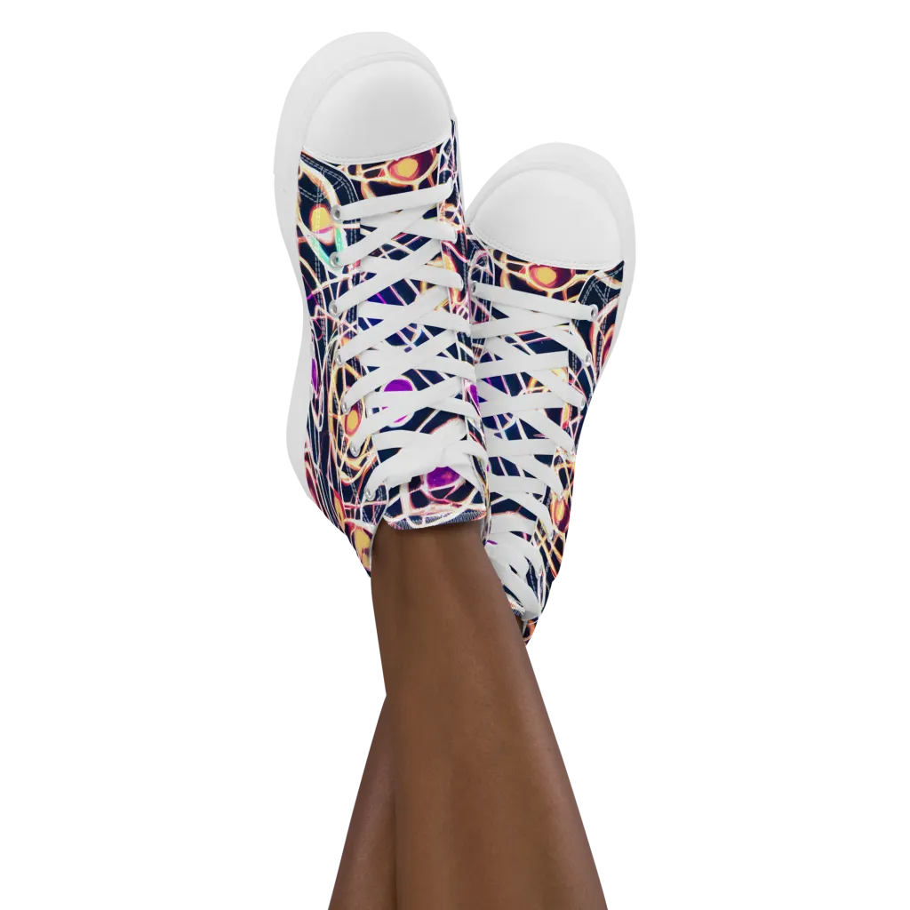 Galactic Entanglement on Women's High Top Canvas Shoes — Front