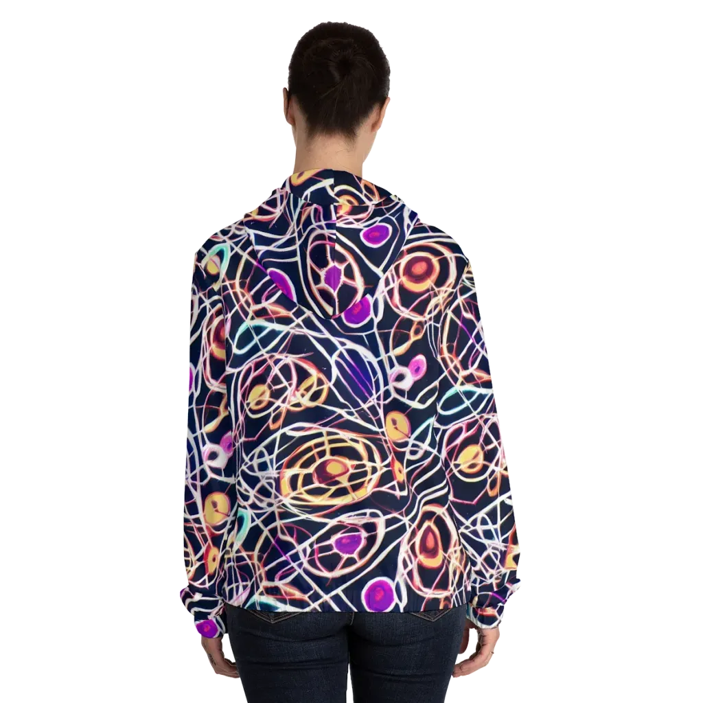 Galactic Entanglement on Women's Full-Zip Hoodie — Back On Person