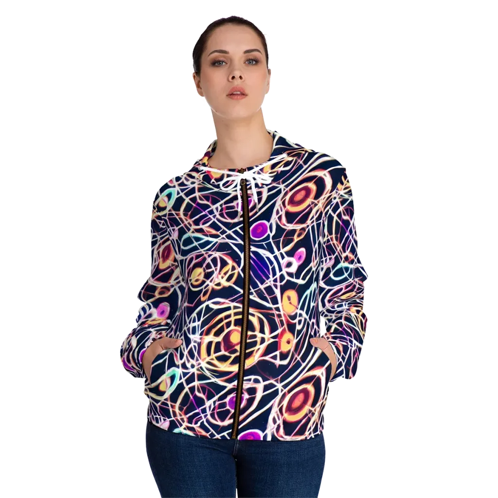 Galactic Entanglement on Women's Full-Zip Hoodie — Front On Person