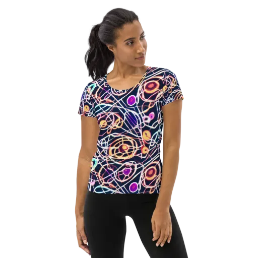Galactic Entanglement on a Women's Athletic T-Shirt
