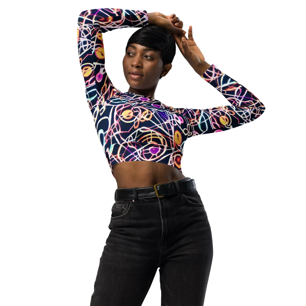 Galactic Entanglement on Long Sleeve Crop Top — Front