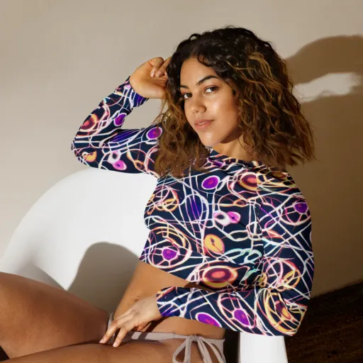 Galactic Entanglement on a Long Sleeve Crop Top
