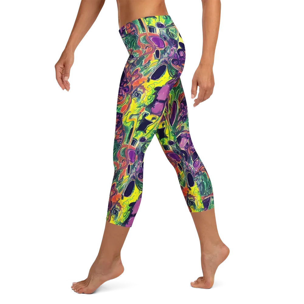 Emerald Fever on Capri Leggings — Left