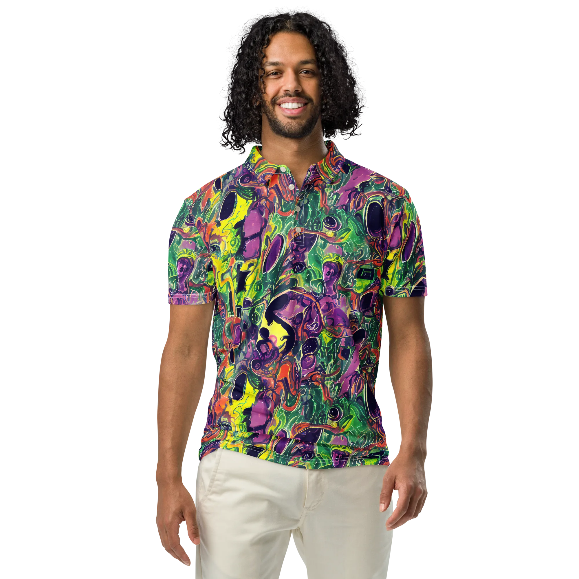Emerald Fever on Men's Slim Fit Polo Shirt — Front