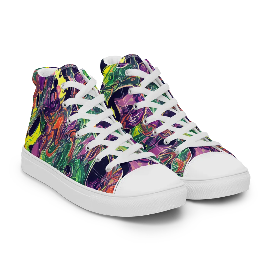 Emerald Fever on Men's High Top Canvas Shoes — Right Front