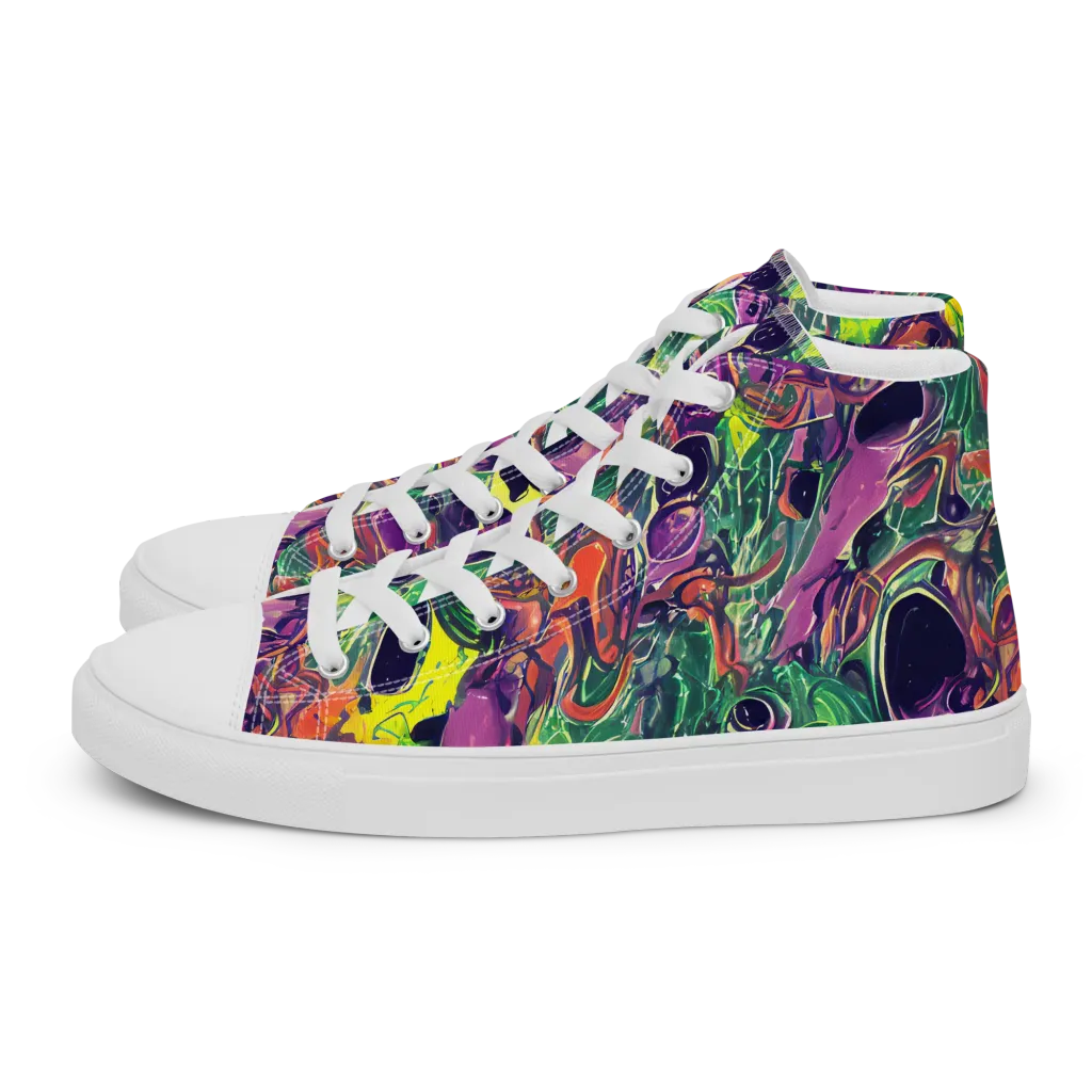 Emerald Fever on Men's High Top Canvas Shoes — Left
