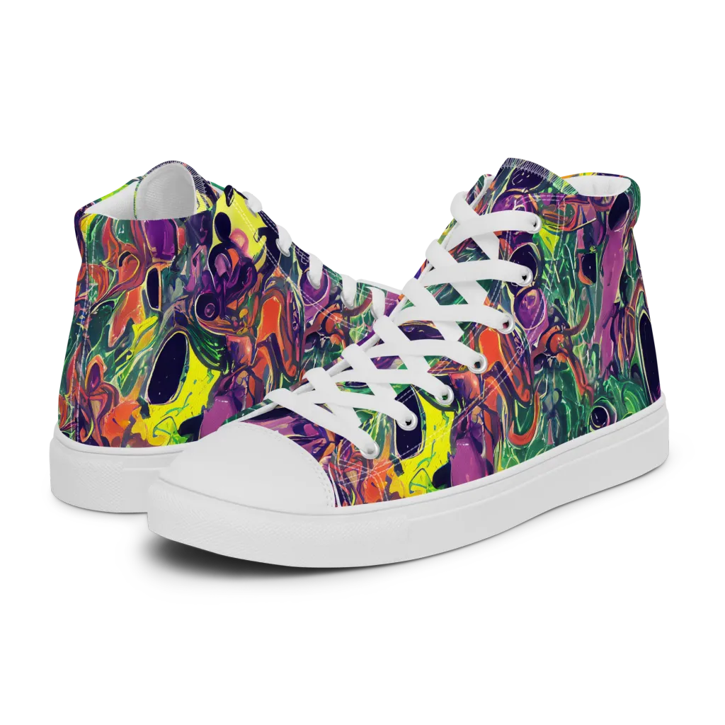 Emerald Fever on Men's High Top Canvas Shoes — Left