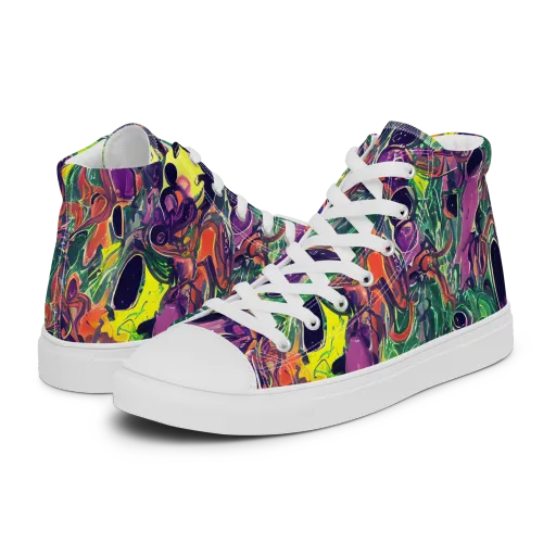 Emerald Fever on a Men's High Top Canvas Shoes