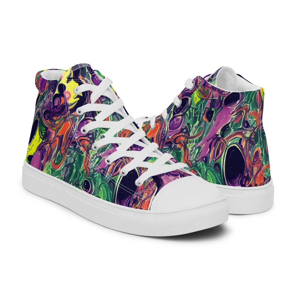 Emerald Fever on Men's High Top Canvas Shoes — Right