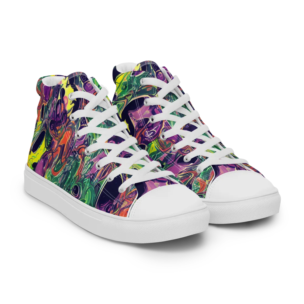 Emerald Fever on Women's High Top Canvas Shoes — Right Front