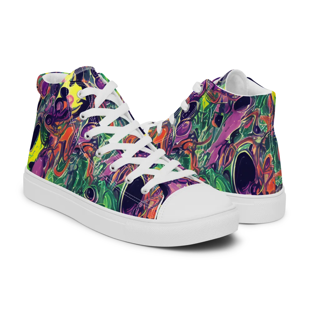 Emerald Fever on Women's High Top Canvas Shoes — Right