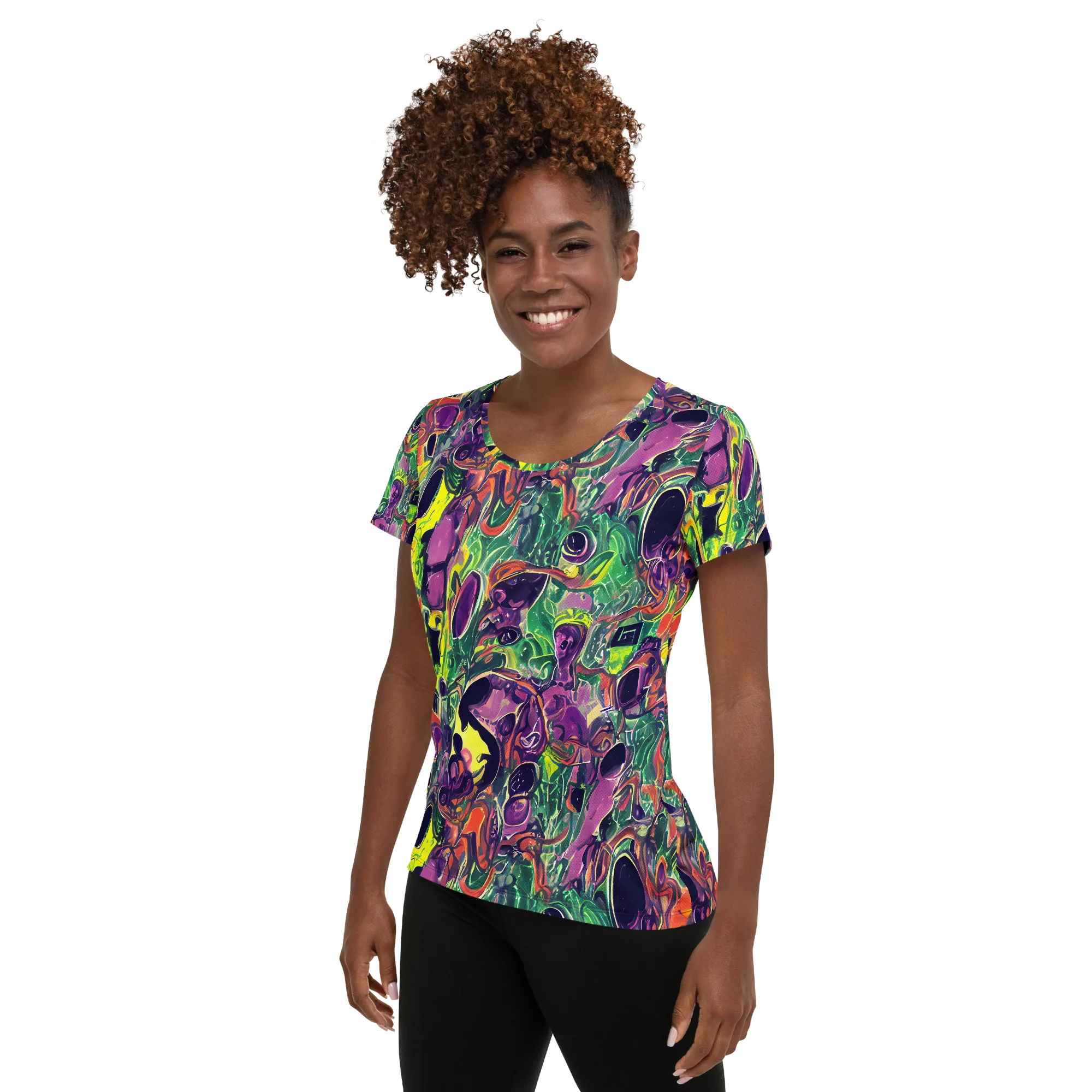 Emerald Fever on Women's Athletic T-Shirt — Left