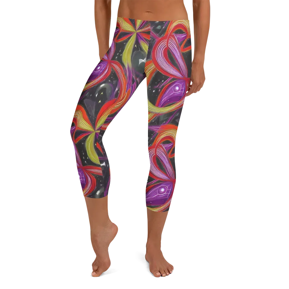 Sonic Petals on Capri Leggings — Front