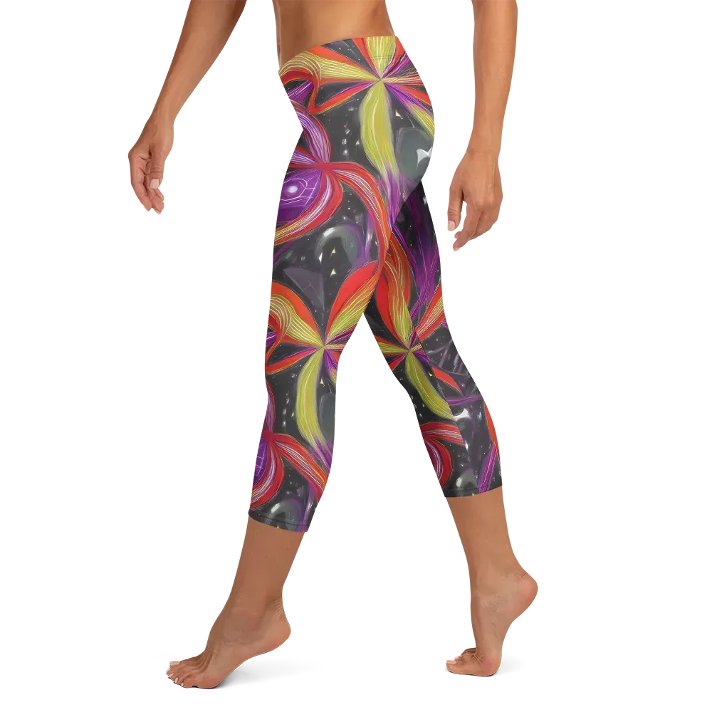 Sonic Petals on Capri Leggings — Left