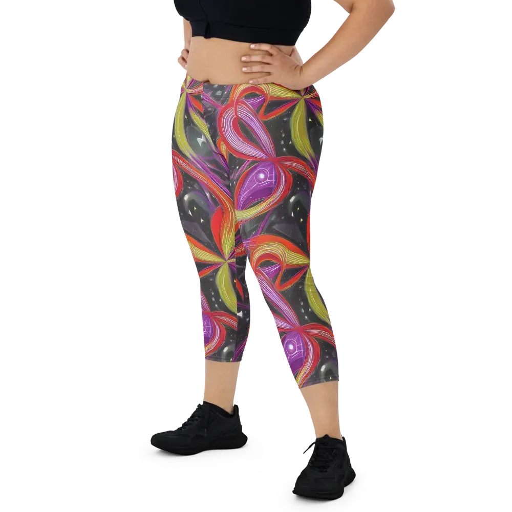 Sonic Petals on Capri Leggings — Front