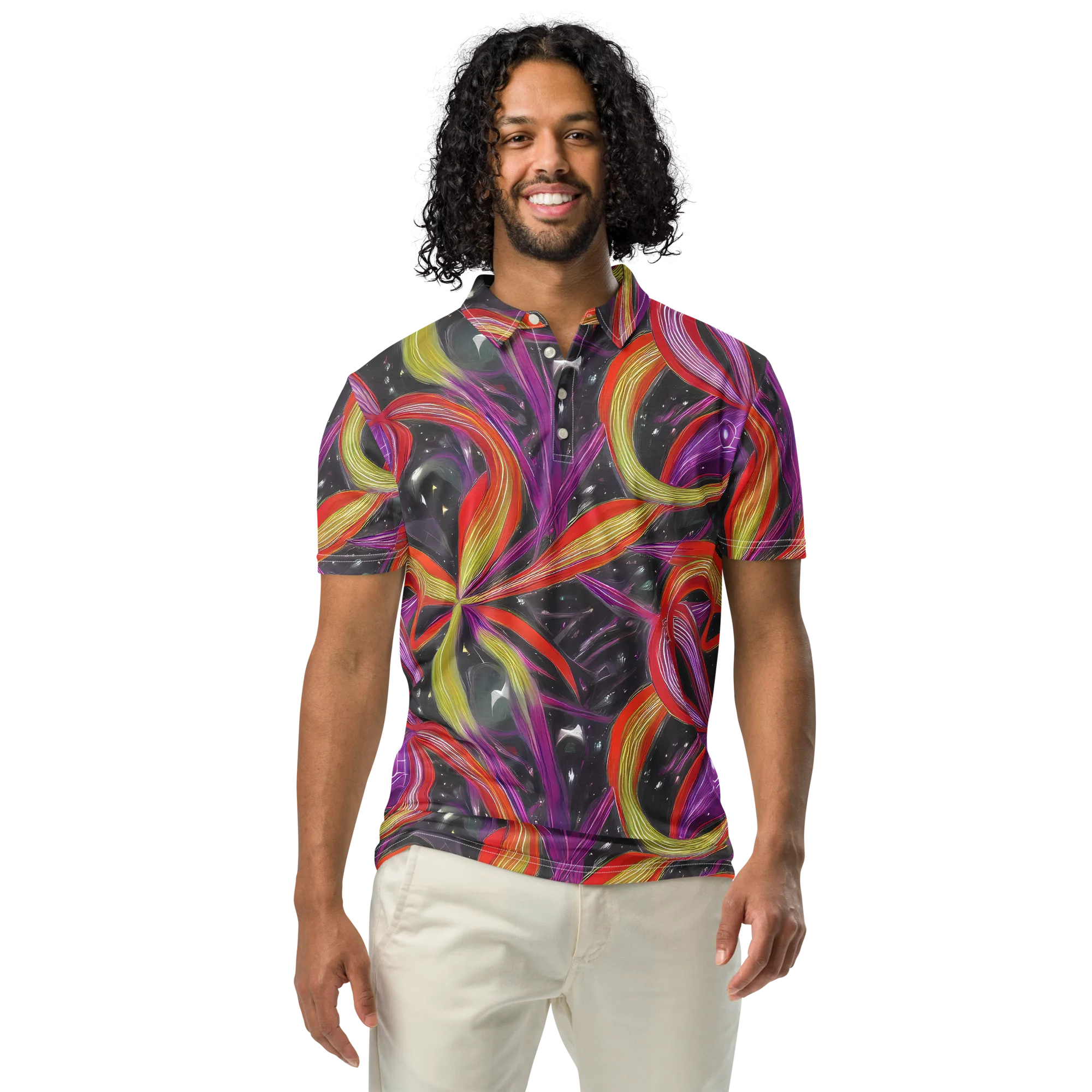 Sonic Petals on Men's Slim Fit Polo Shirt — Front