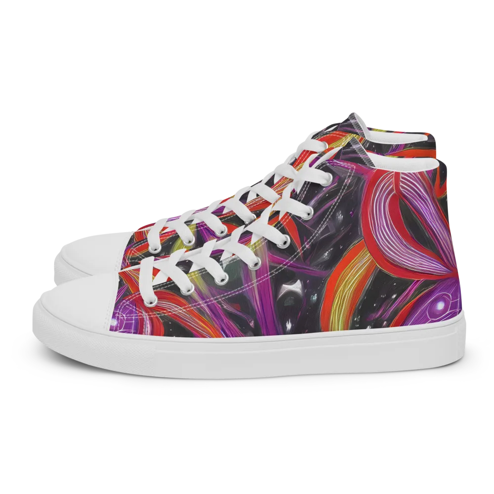 Sonic Petals on Men's High Top Canvas Shoes — Left