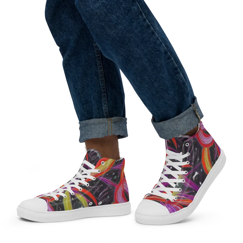 Sonic Petals on Men's High Top Canvas Shoes — Left