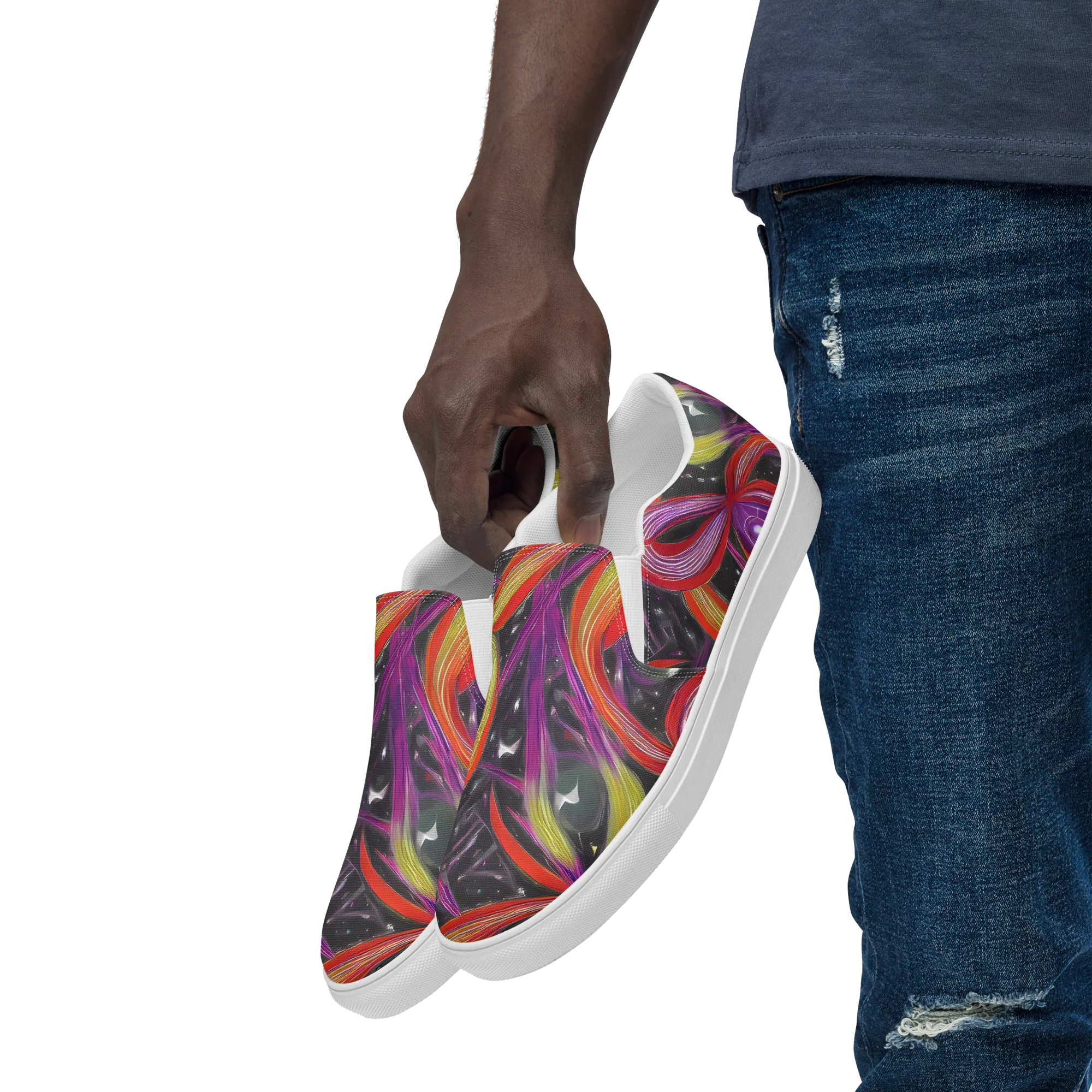 Sonic Petals on Men's Slip-On Canvas Shoes — Left Front
