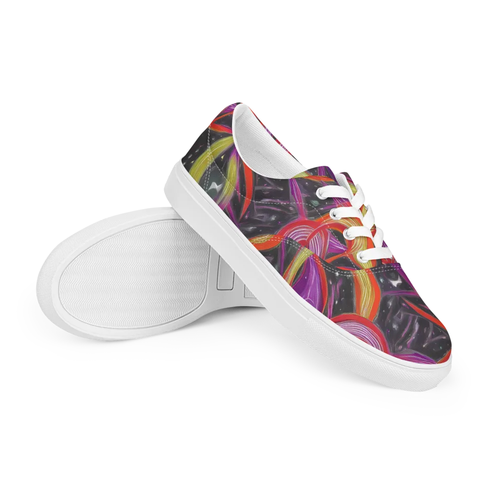 Sonic Petals on Men's Lace-Up Canvas Shoes — Right Front
