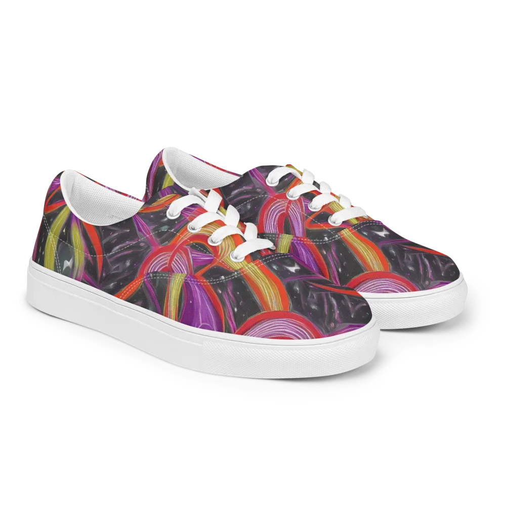 Sonic Petals on Men's Lace-Up Canvas Shoes — Right Front