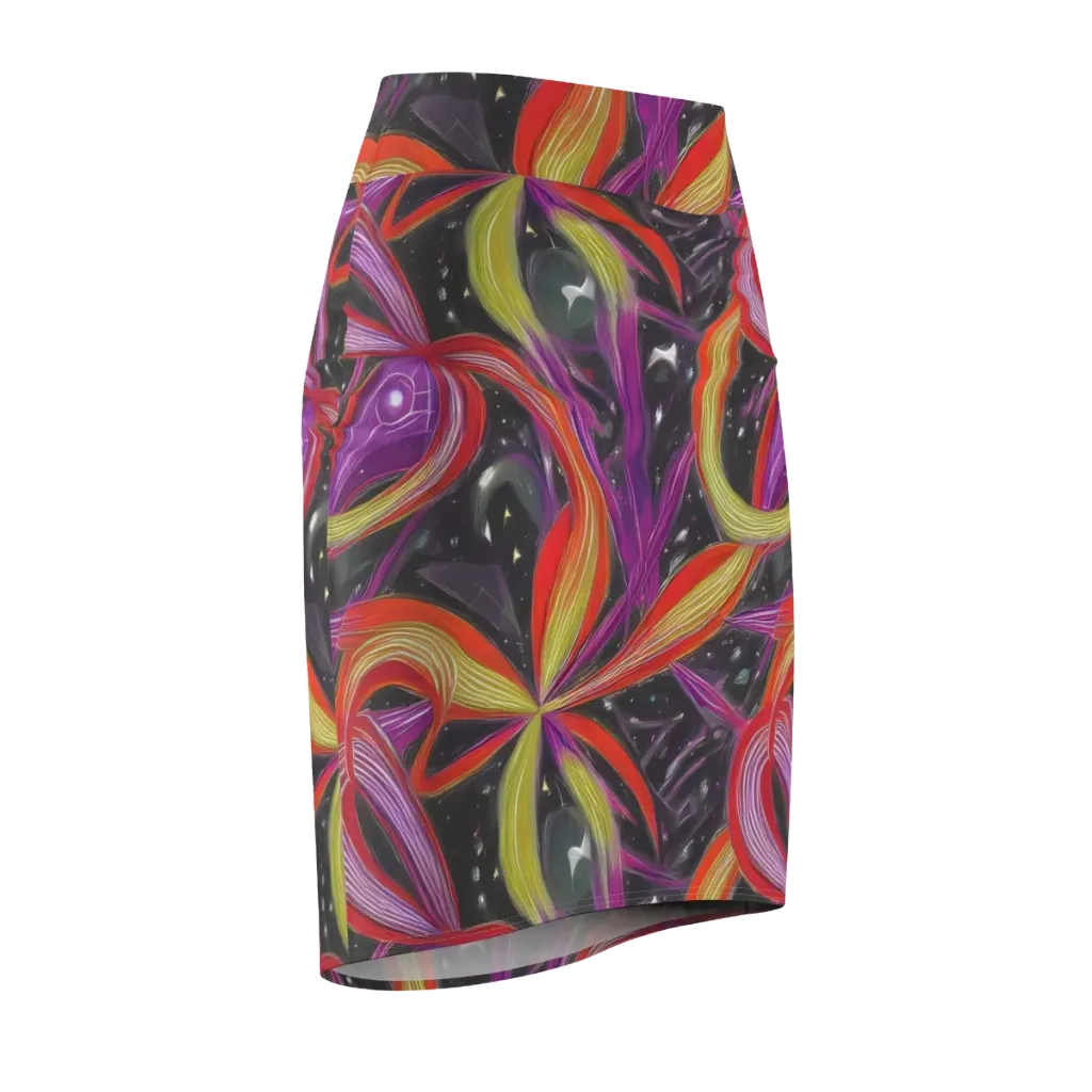 Sonic Petals on Pencil Skirt — Front Side