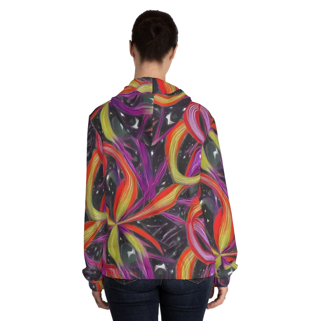 Sonic Petals on Women's Full-Zip Hoodie — Back On Person