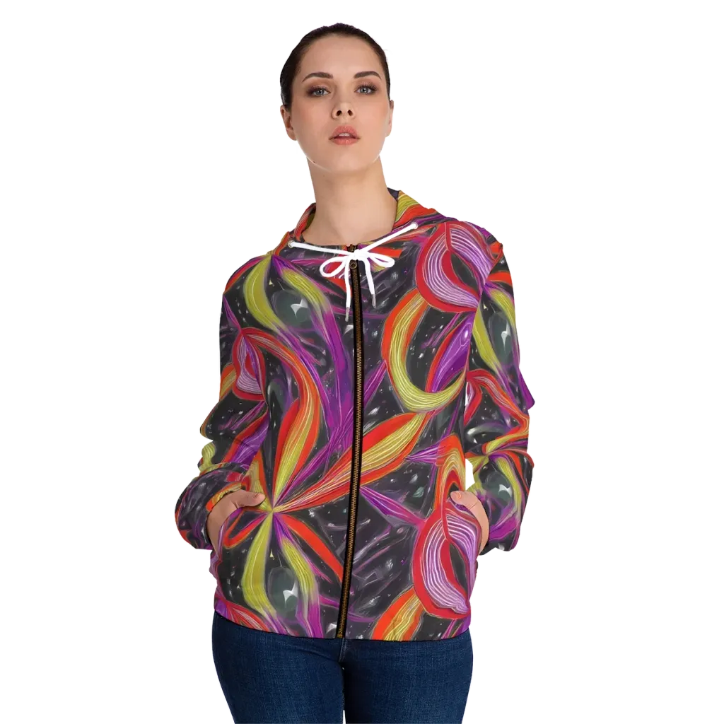 Sonic Petals on Women's Full-Zip Hoodie — Front On Person