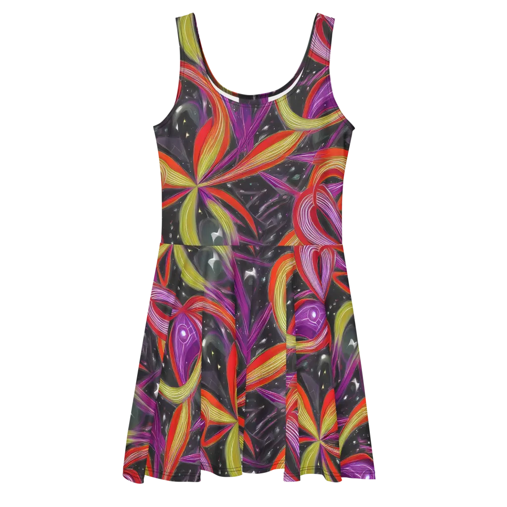 Sonic Petals on Skater Dress — Front