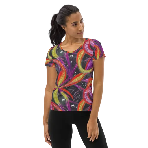 Sonic Petals on a Women's Athletic T-Shirt