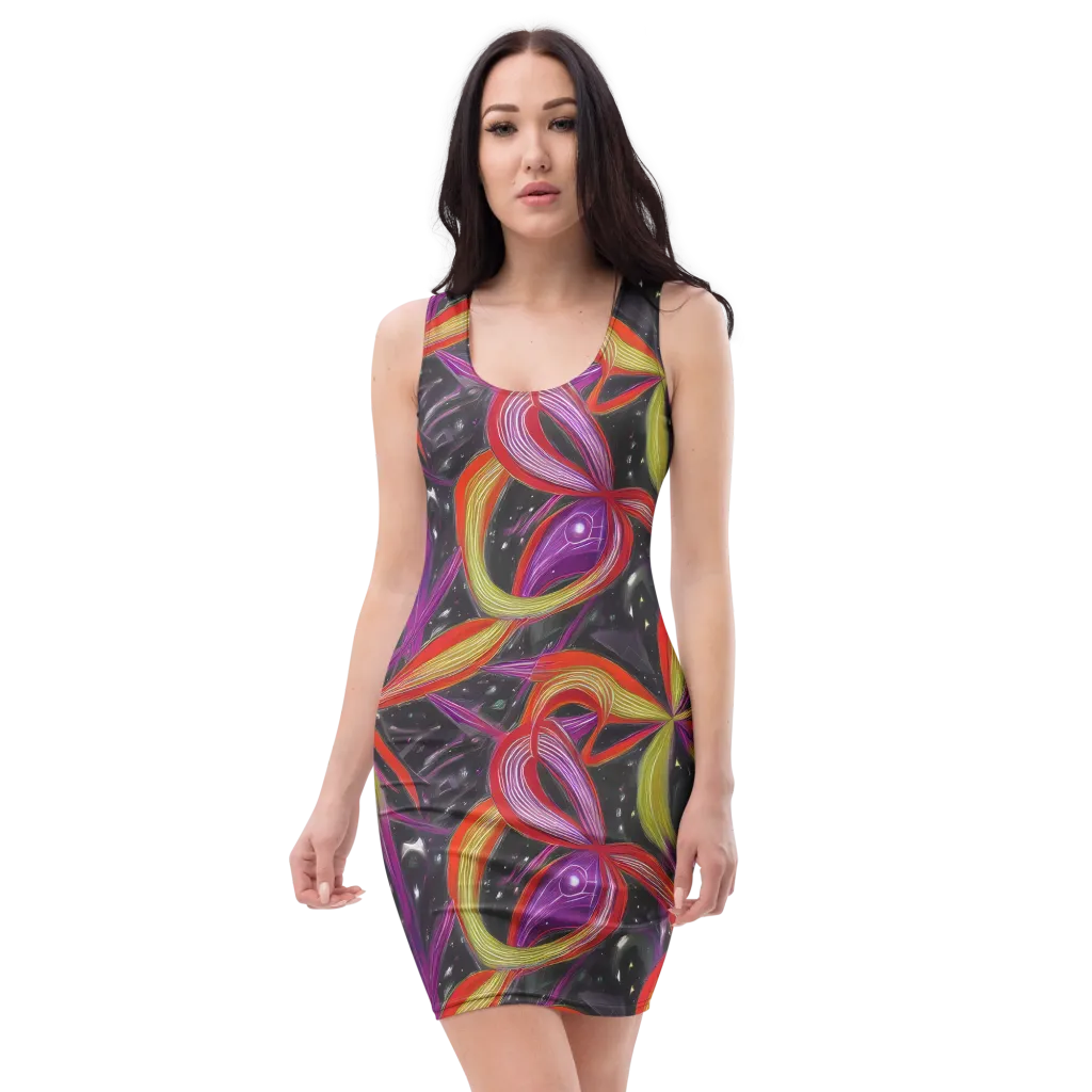 Sonic Petals on Bodycon Dress — Front