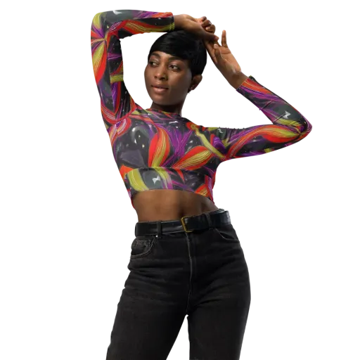 Sonic Petals on a Long Sleeve Crop Top